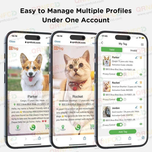 Durable QR Code Pet Dog ID Tag