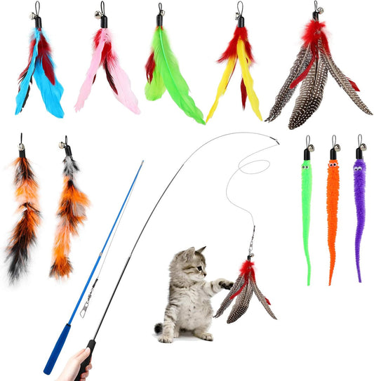 Feather Teaser Cat Toy Set 12 pcs